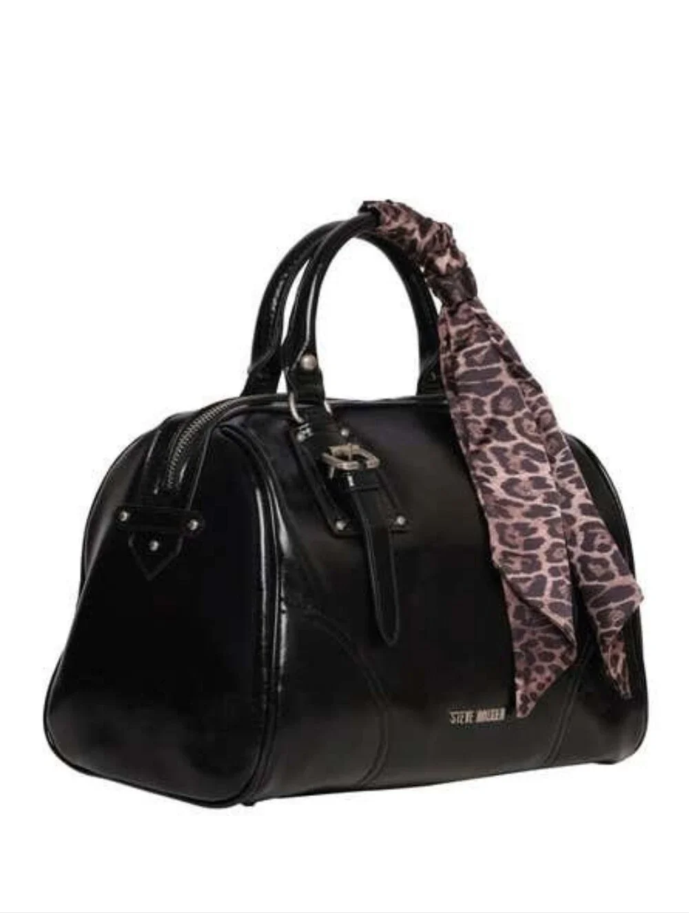 Steve Madden Satchel Handbag with Leopard Scarf